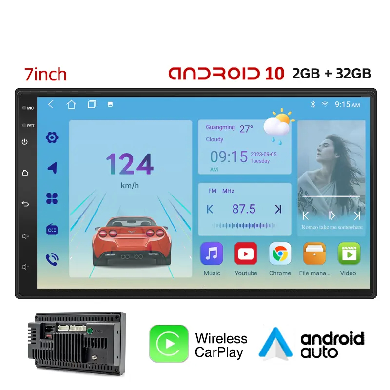 9/10 pouces Android12 8 + 128GB lecteur universel résolution 2k écran tactile Radio pour autoradio Android avec WIFI Carplay GPS