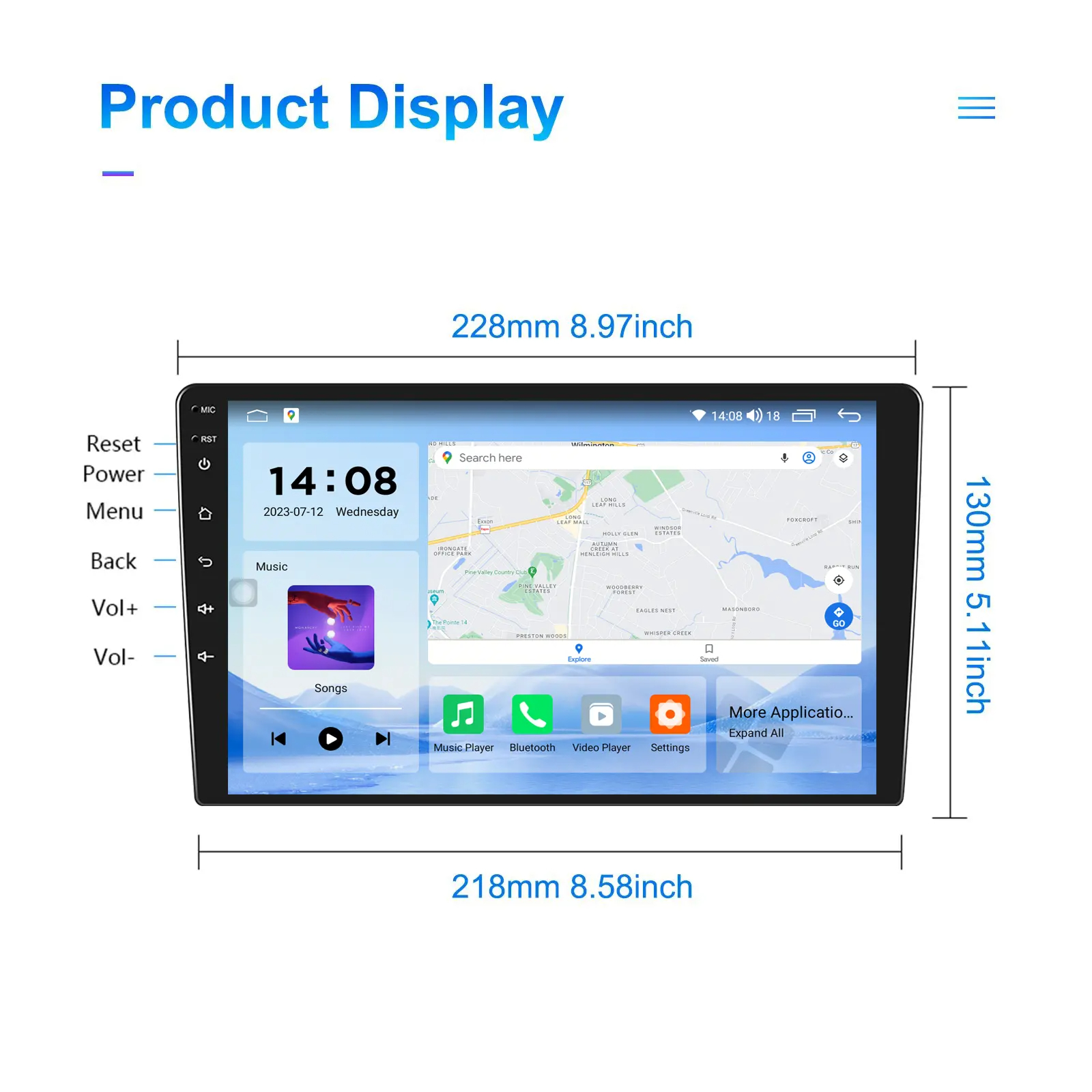 Autoradio TS10 2 Din, navigateur GPS, lecteur MP5, écran en verre 2.5D, sans fil, Carplay, Android Auto, Wi-Fi, FM, BT, stéréo, 2 Din