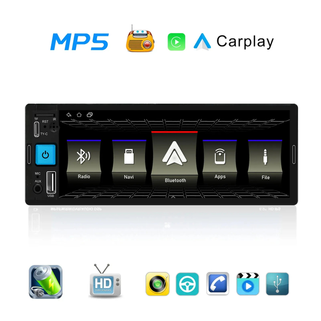 Lecteur multimédia Android 6.2 pouces 1Din autoradio écran tactile voiture stéréo bluetooth navigation caméra arrière voiture mp3 mp5 lecteur