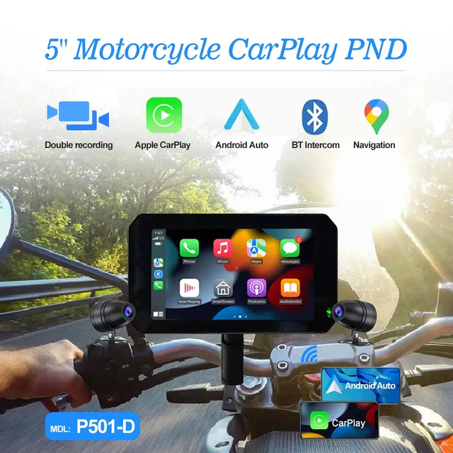 5 pouces Navigation Moto sans fil Apple Carplay Android Auto Moto Navi GPS navigateur pour Moto IPX7 écran étanche