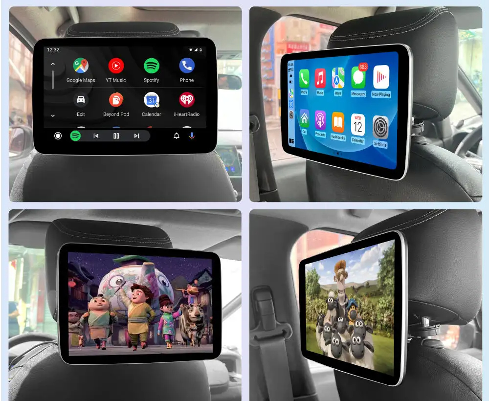 Moniteur d'appui-tête de voiture, écran tactile TV, 32 go, Android 12, WiFi, films pour siège arrière, Netflix, Youtube, lecteur vidéo en ligne