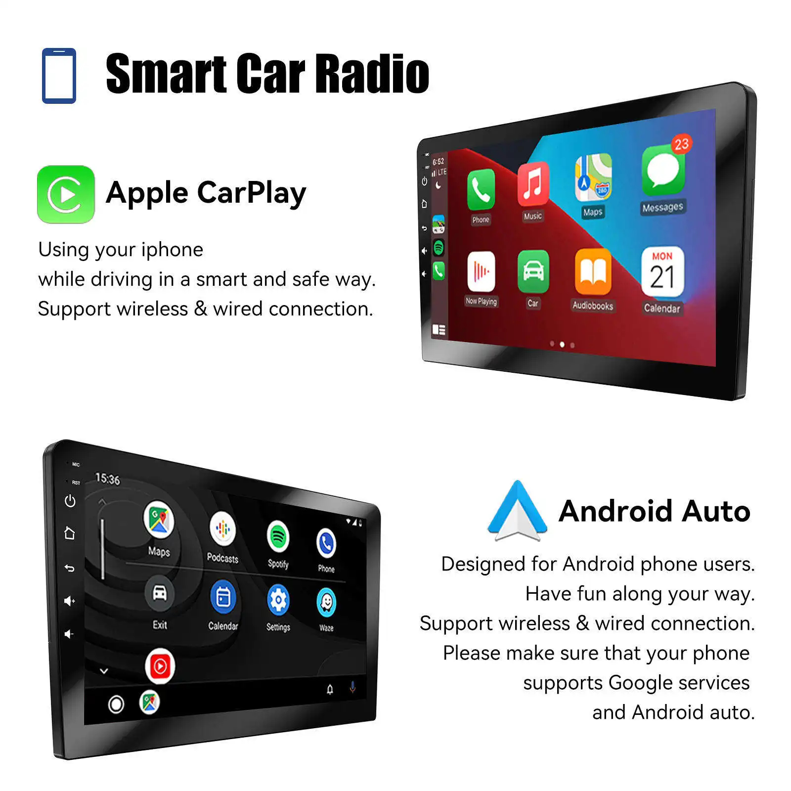 9/10 pouces Android12 8 + 128GB lecteur universel résolution 2k écran tactile Radio pour autoradio Android avec WIFI Carplay GPS